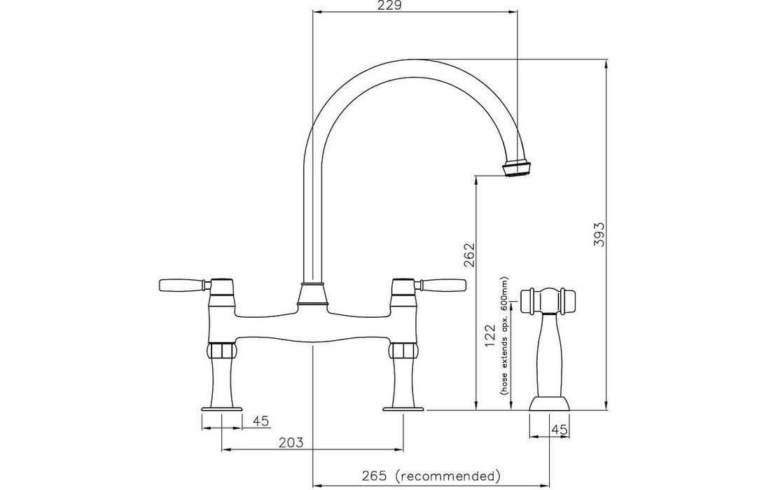 Abode Brompton Bridge Mixer Tap w/Handspray - Chrome