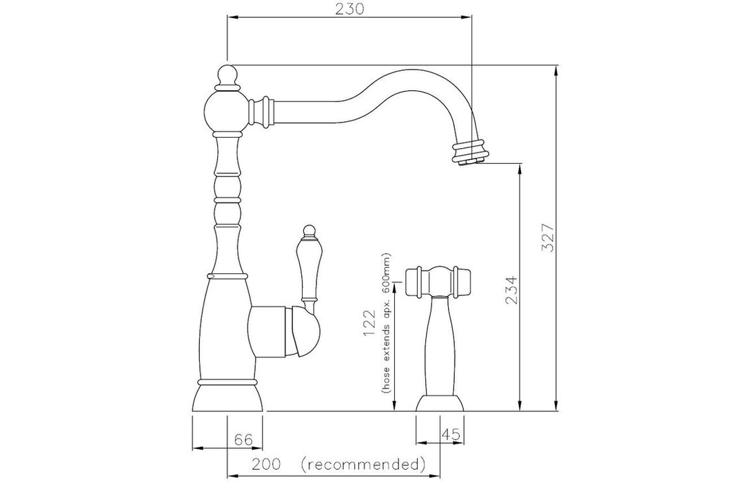 Abode Bayenne Single Lever Mixer Tap w/Handspray - Chrome