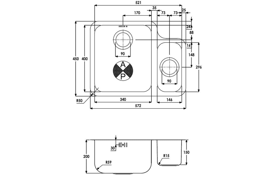 Abode Matrix 1.5B LHMB Undermount St/Steel Sink & Nexa Tap Pack