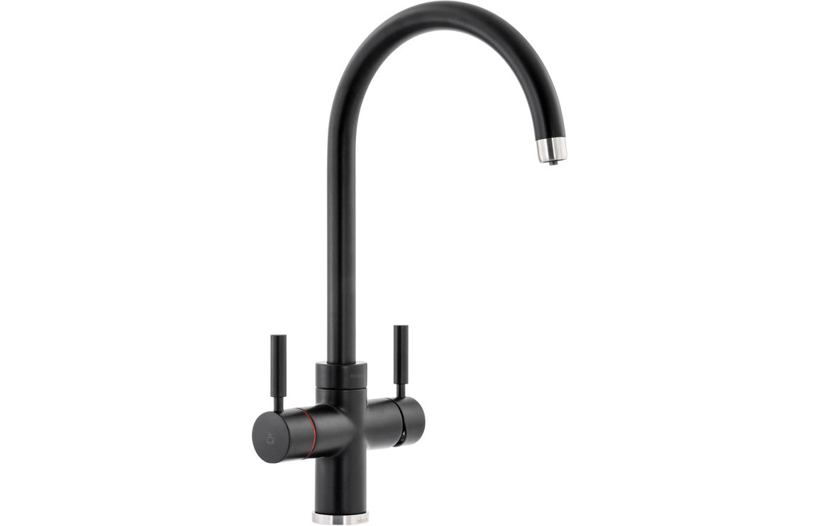 Abode Prostream Swan Spout Monobloc 3-in-1 Tap - Matt Black