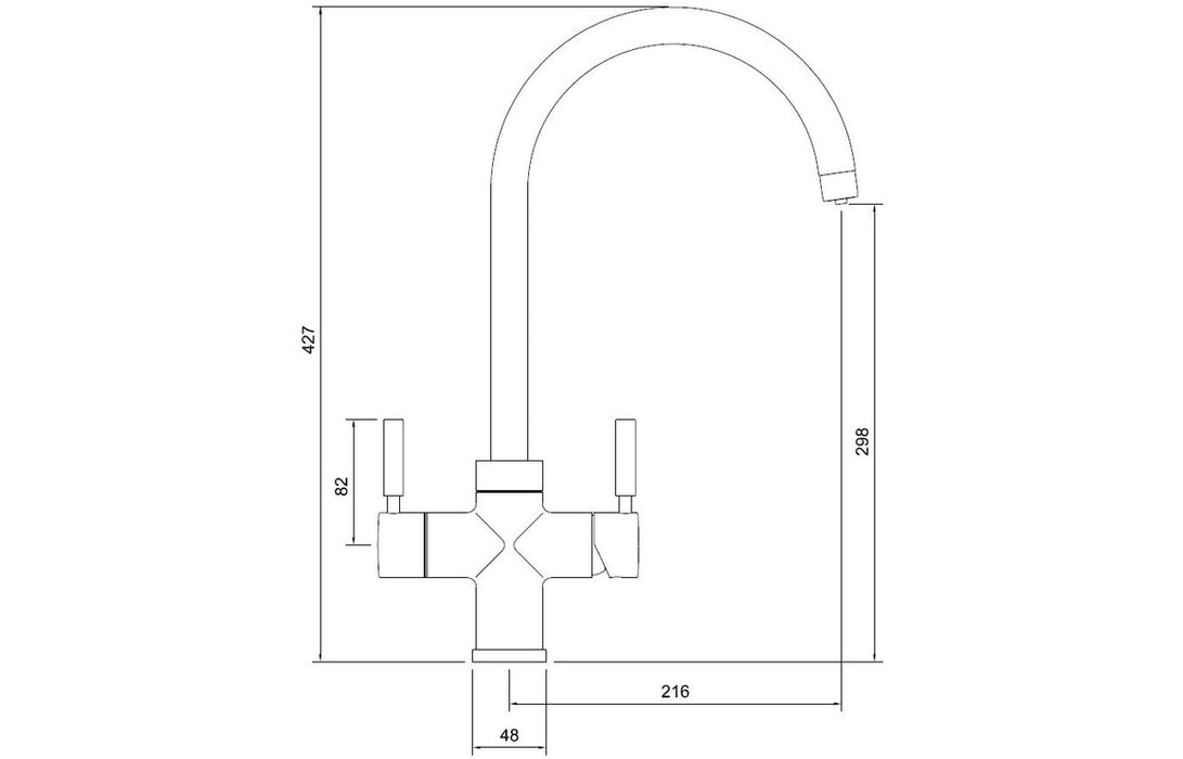 Abode Prostream Swan Spout Monobloc 3-in-1 Tap - Urban Copper