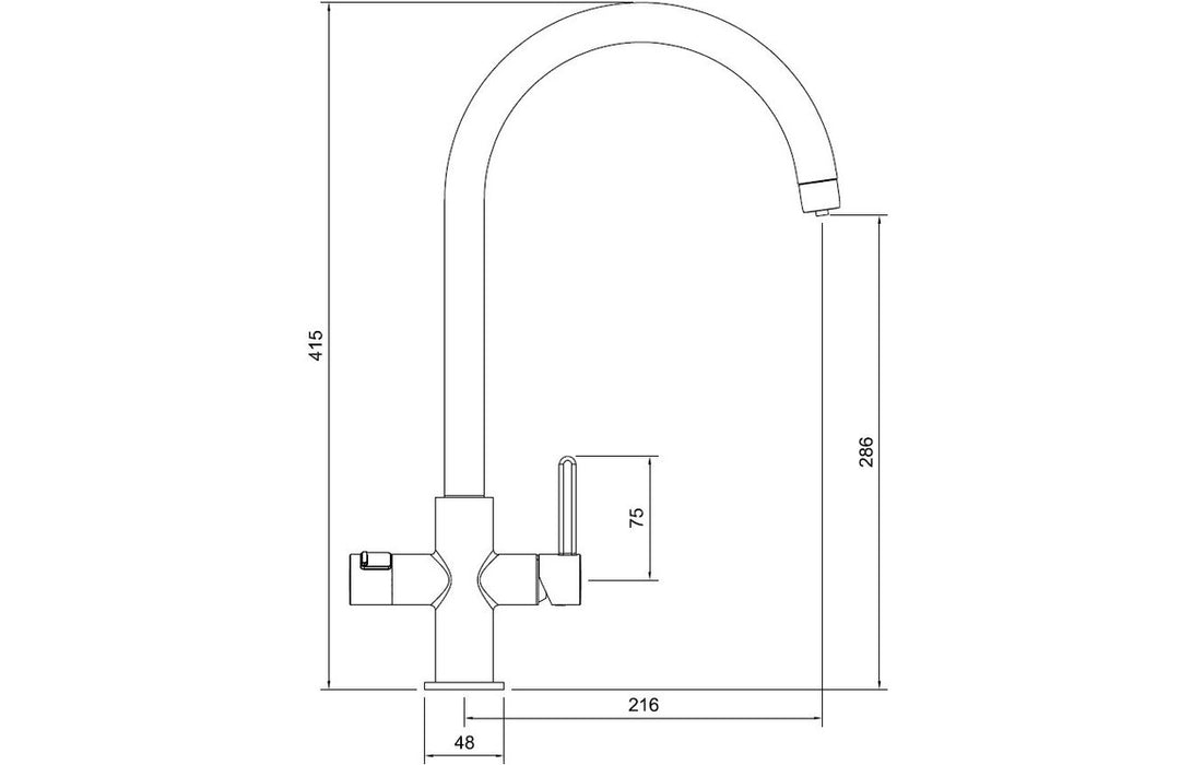 Abode Prothia Swan Spout Slimline Monobloc 3-in-1 Tap - Brushed Brass
