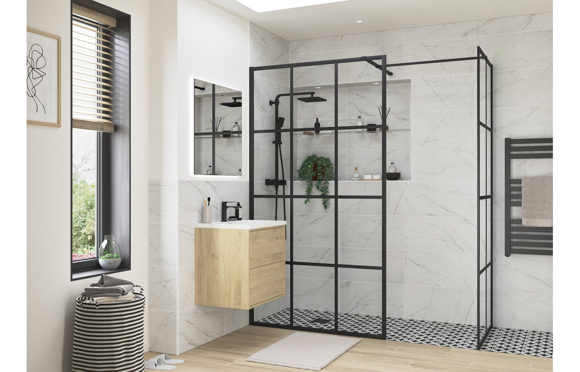 Reflexion Iconix Black Framed Wetroom Panel - 1200mm