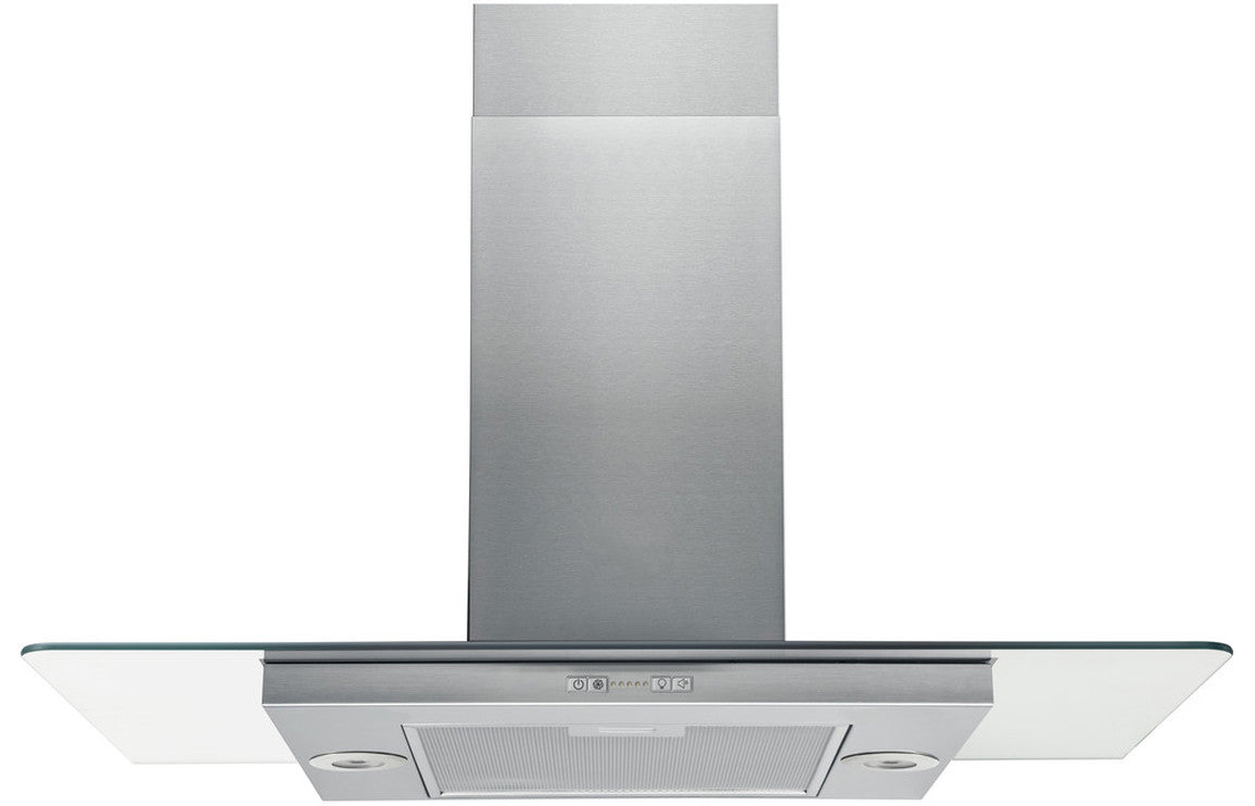 Hotpoint UIF 9.3F LB X 90cm Flat Glass Island Hood - Glass & St/Steel