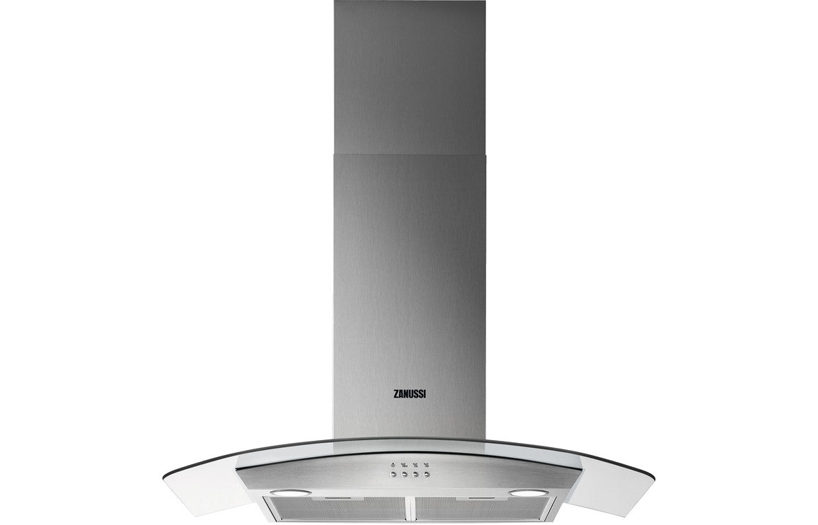 Zanussi ZHC92352X 90cm Curved Glass Chimney Hood - St/Steel